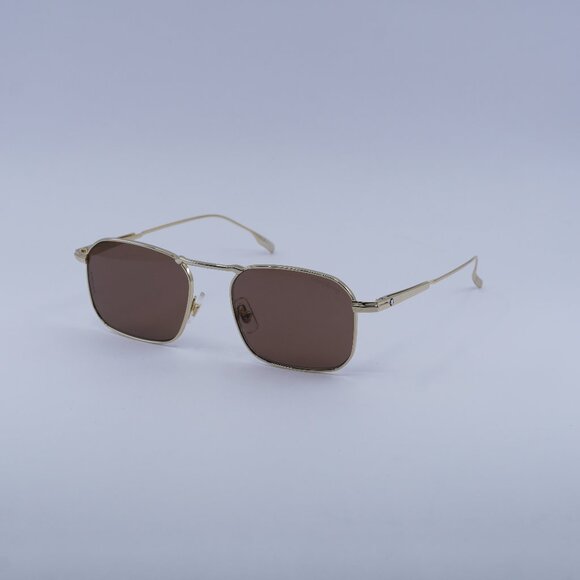 Montblanc MB0218S 002 Sunglasses Gold Square Frame, Brown Lenses - Picture 1 of 9